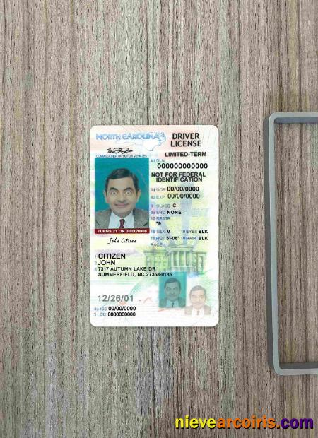 USA North Carolina driving license photolook